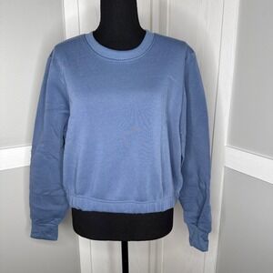 Real Essentials Cropped Sweatshirt Blue Pullover | Size 2XL (Runs Small) Women's
